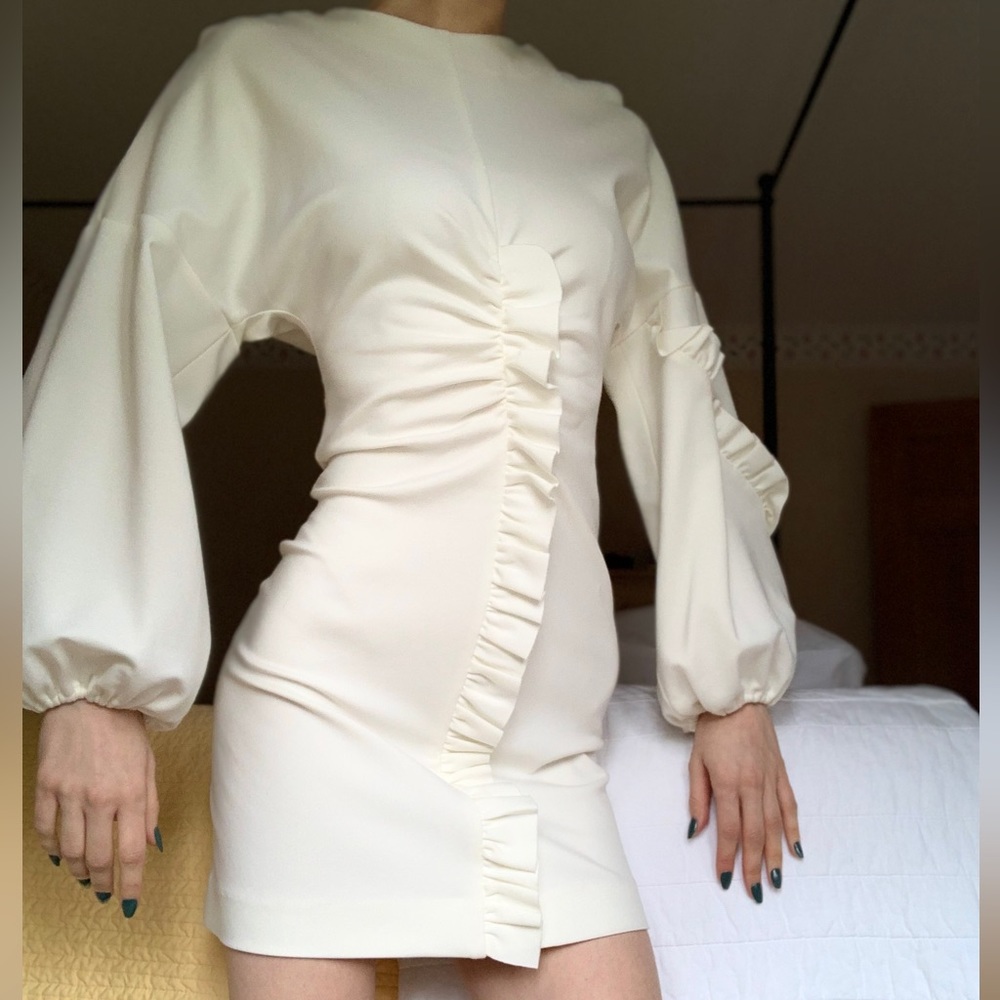 Tibi dress winter white avant-garde
